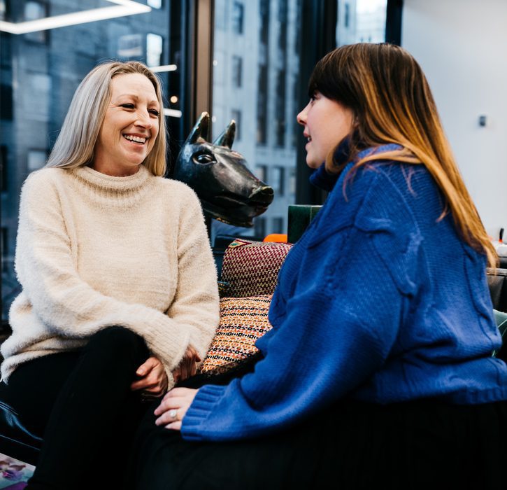 Two women talking